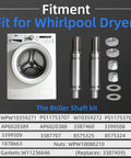 Tough As Nails Dryer Drum Support Roller Shaft Kit With Upgraded Front And Back Rollers, fits Whirlpool Dryer with nuts and washers.