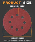 5 Inch 8 Hole Hook And Loop Sanding Discs Set With 160 Pcs Grit size illustration on a black background