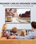 Family watching TV with 254 Inch Cord Hider for Wall Wires and TV Cables Easy Cable Management Hides Wires on a Wall for TV Mounts