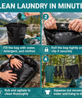Step-by-step guide on using Grab And Go Portable Travel Washing Machine With Retractable Clothesline For Hotels Cruises And Camping Easy Manual Hand Wash Bag.