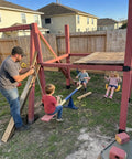 Beefy 4x4 Post Bracket Set For Outdoor Wood Joists And Gazebos Top Fixing Steel Post Connector used in a children's playset
