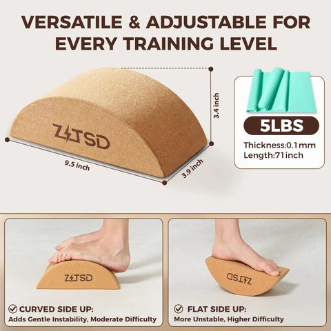 Reversible Half Moon Cork Yoga Block Pair Solid Game Changer Balance Trainer For Steady Moves And Epic Wobble Vibes Natural Cork Build, 9.5x3.9x3.4 inches