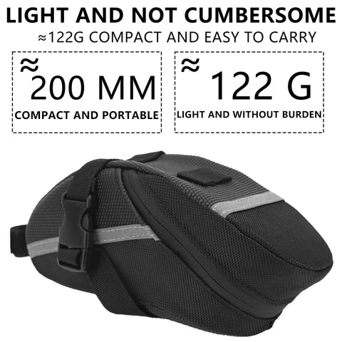 Under Seat Bike Bag With Reflective Strip, Waterproof Saddle Pouch For Road And Mountain Bikes, Compact Size, 122g