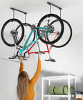 Ceiling Mounted Bike Rack For Garage Indoor Storage Hanger With Adjustable Hooks For 2 To 4 Bikes Heavy Duty Ceiling Carrier