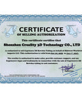 Certificate of authorization for XS Series 1.75mm PTFE Tubing Plug And Play For 3D Printing Upgrade With 2 PC4-M6 And 2 PC4-M10 Fittings