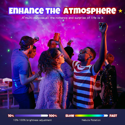 People enjoying party lighting with Astronaut Galaxy Star Projector Nebula Night Light With Timer And Remote For Kids And Adults