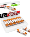 Solid Build Plug And Play Wire Connectors With Secure Lever Nuts For Fast Inline Splicing Heavy Duty Copper Wiring Ironclad Grip Electrical Terminals Top Tier 12 Pack Deal in clear plastic case.