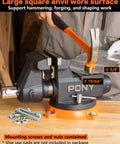 Beefy Heavy Duty Bench Vise With Six Inch Jaw 8800 Lbs Clamping Force 360 Degree Rotatable Base And Anvil