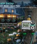 Brass Sprinkler Timer With Waterproof LCD Screen, Programmable Hose Watering System For Garden, Rain Delay Mode.