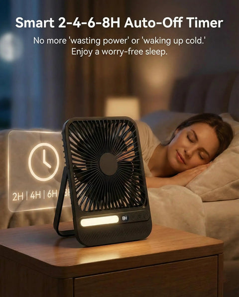 Ultra Thin 7 Inch Portable Travel Fan Must Have With 8000mAh Battery, 28 Hours Runtime, Quiet Rechargeable Desk Fan With Timer