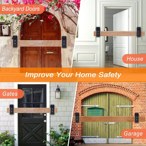 2x4 Door Barricade Brackets 4 Pack Heavy Duty U Brackets For Home Garage Gate Barn Shed Reinforcement Rust Proof Carbon Steel With Electroplated Coating Thickened Security Bar Supports installed on various doors