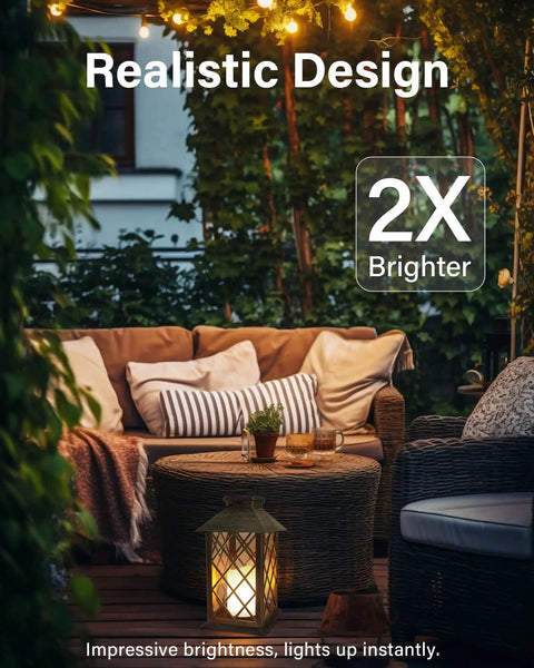 Outdoor Solar Lanterns 2 Pack 14 Inch Waterproof LED Hanging Lights With Flickering Flameless Candle for patio decor