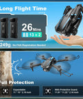 1080P HD Foldable Mini Drone With Remote Control Stable Hover shown with dual batteries and protective guard illustration.