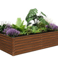 Galvanized Raised Garden Bed 96 Inch Long 48 Inch Wide 24 Inch High Outdoor Metal Planter Box Kit with plants