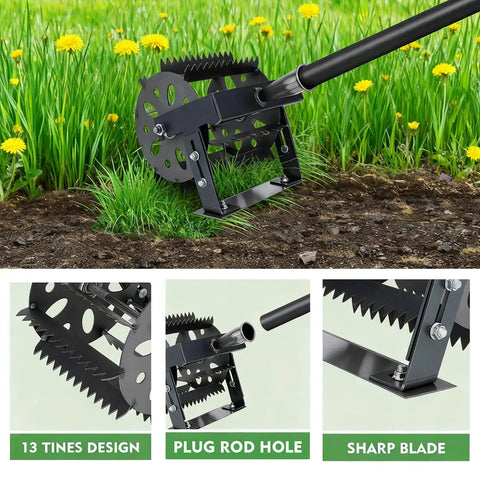 2 In 1 Heavy Duty Rotary Cultivator And Weeder Hand Tiller with sharp blade on grass field