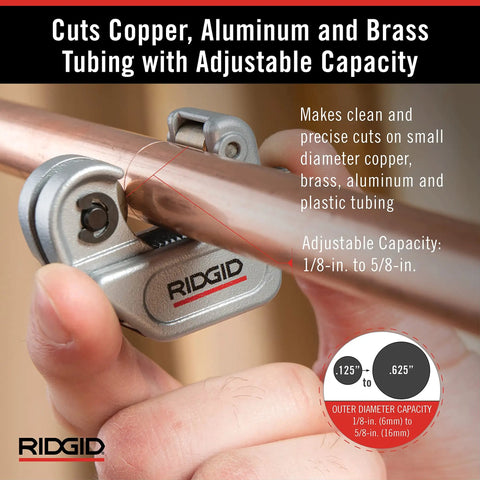 Close Quarters Tubing Cutter For One Eighth To Five Eighths Inch Copper Aluminum Brass And Plastic Tubing in use