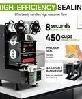 No Fuss High Output Automatic Cup Sealer Machine 90 To 95 Mm, 500 To 700 Cups Per Hour, Electric Sealer With Counting LCD, Perfect For Bubble Tea Milk Tea Coffee Juice And Boba Shops, Black