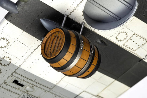 Detail of underside with barrel from Spitfire Mk IXC Flying Dray Model Aircraft Kit One To Twenty Four Scale With Special Edition Pint Glass