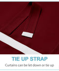 Close-up of Door Blackout Curtain With Self Stick Straps No Drill Easy Fit One Panel Burgundy Red 26 By 40 Inches Kit Included