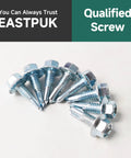 Heavy Duty Hex Head Self Tapping Screws 25 Pack 12 X 3/4 Inch Zinc Flanged Diamond Point arranged in a semi-circle.