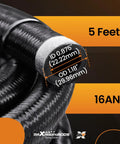 16AN Fuel Line Kit With Nylon Braided CPE Rubber Oil Cooler Lines For Your Ride, 5 Feet Long, showing ID and OD dimensions