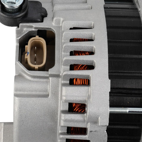 High Output 110Amp 12V Alternator For Mazda 5 2.3L 2008 2009 2010 With CW 6-Groove Pulley close-up showing CNC castings