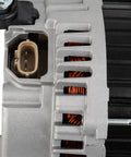 Close-up of Beefed-Up 110A 12V Alternator Replacement For Mazda 5 2008-2010 Grand Touring GS GT 2.3L showing connector and coils