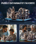 Marble Run Link Pack LG01 For 3D Puzzles Connects Night City And Spaceport 185 Pieces Two Hour Assembly Large 20.28 By 11.93 By 9.41 Inch Layout Add On Accessory For Epic Marble Run Build, gear-built marble run on glowing base