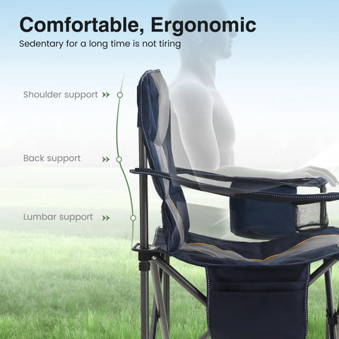 Beefy Oversized Camping Folding Chair With Cup Holder And Cooler Bag Heavy Duty Outdoor Lawn Chair Supports Up To 450 Lbs with ergonomic design