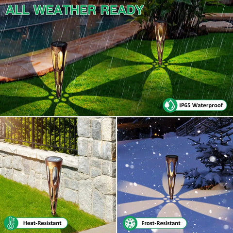 Solar Pathway Lights Outdoor 6 Pack LED Waterproof Conical Garden Stakes for Yard Path Patio Driveway Decor Bronze Finish