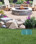15.75 Inch Square Catch Basin With Grate And Debris Basket No Pre Cut Openings Outdoor Drain Box installed in lawn