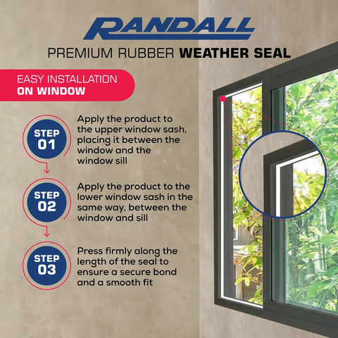 Installation steps for Peel And Stick Door And Window Weatherstrip Seal 9/16 Inch Wide 5/16 Inch Thick 10 Feet Long White EPDM Rubber