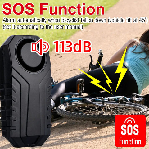 Three Pack Wireless Bike Alarm Anti Theft Burglar Sensor With 113dB Loud Siren IP65 Waterproof Vibration Displacement Detection Reduces False Alarms Ideal For Motorcycle Scooter Bicycle Trailer Car And Electric Bike, SOS fall alert