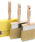 Deck Stain Brush Set 4, 5, And 6 Inch For Smooth Wood Stain Application, brushes with wooden handles and beige bristles