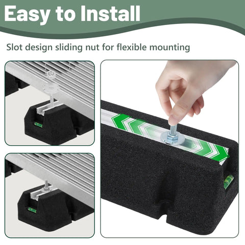 Rock Solid Rubber Mini Split Base Pad Set Of 2 For AC Condenser Leveling Feet with sliding nut design for easy mounting.