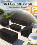 5-Piece Outdoor Patio Furniture Cover Set For All-Weather Protection, Waterproof 420D Material on patio with scenic view