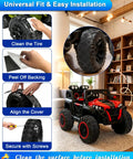 Heavy Duty Anti Slip Rubber Tire Grip Upgrade Kit For Kids Electric Cars demonstrates easy installation on plastic wheels indoors.
