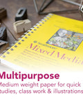 300 Series Mixed Media Paper Pad 11x14 Side Wire Bound 40 Sheets 117lb 190g for watercolor and sketches