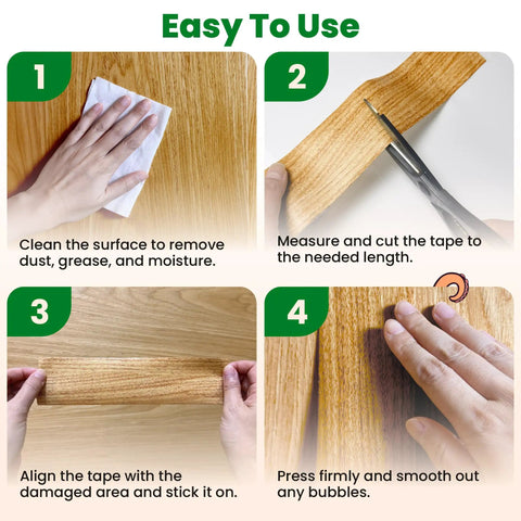 Easy to use Classic Maple Wood Grain Repair Tape For Fast Furniture Touch Ups That Smooths Out Scratches And Scuffs On Cabinets Shelves And Dining Tables Self Adhesive Peel Roll 2.25 Inches Wide By 15 Feet Long.
