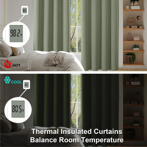 Ava Sage Green Blackout Curtains For Bedroom 2 Panels Set 40 Inch Wide By 63 Inch Long Rod Pocket Or Clip Style Thermal Insulated Energy Saving Drapes balancing room temperature with thermal insulation.
