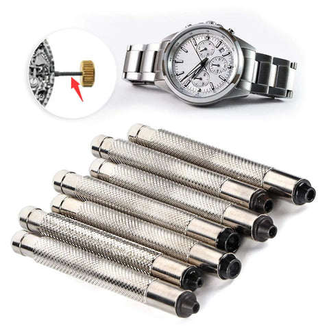 7 Piece Watch Crown Winder Tool Set 3.0 To 7.0mm Easy Mechanical Winding For Small Crowns Watch Repair Kit with steel texture
