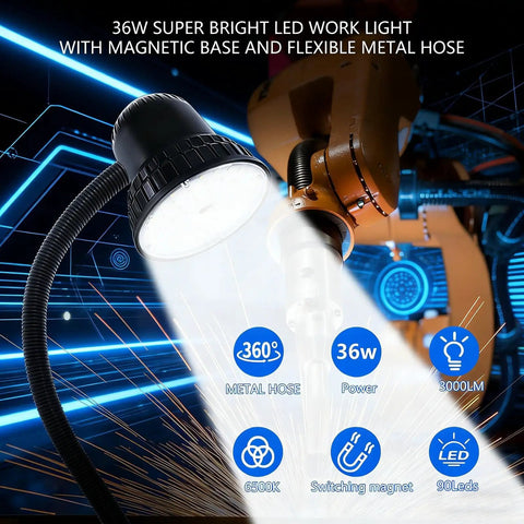 Pro Grade Magnetic Work Light With 3000 Lumens Of Bright 6500K Daylight LED 36W Shop Light Strong Magnetic Base For Garage