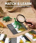 Child using magnifier with 24 Dino Eggs Dig Kit For Kids With Magnifier And Excavation Tools, STEM Dino Egg Discovery Set