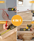 4 In 1 Laser Level For Home Renovation And Picture Hanging, Torpedo Style With 65 Ft Alignment Point, 16 Ft Laser Line, 10 Ft Tape Measure, Quick Angle Settings, Rotating Torpedo Bubble, Easy DIY Alignment Tool used with line laser and tape