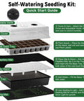No Fuss Self Watering Seed Starter Kit With Grow Light And Heat Mat Seedling Tray With Humidity Dome Quick Start Guide