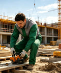 Kick Grit To The Curb With This Badass Green Blast Suit Spray Paint Protective Coveralls Sandblasting Safety Gear Abrasion Resistant Work Overalls Built Like A Tank For Construction on a construction site.