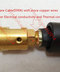 Heavy Duty 15 Foot 180 Amp Mig Welding Gun With Five Pin Connector Fits Titanium Unlimited 200 And Mig 140 170 For Smooth Wire Feeding Ready To Go close-up showing brass connector and cable.