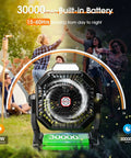 30000mAh Solar Camping Fan With 10W Solar Panel Rechargeable Outdoor Tent Fan And LED Lantern Battery Powered Fan for camping