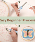 Step-by-step guide of Punch Needle Kit For Beginners And Adults All In One Diy Embroidery Set With Printed Fabric Yarn Needle Hoop