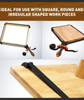 Band Clamp For Woodworking And Picture Framing, Flexible Frame Strap Holder securing a wooden frame and round piece